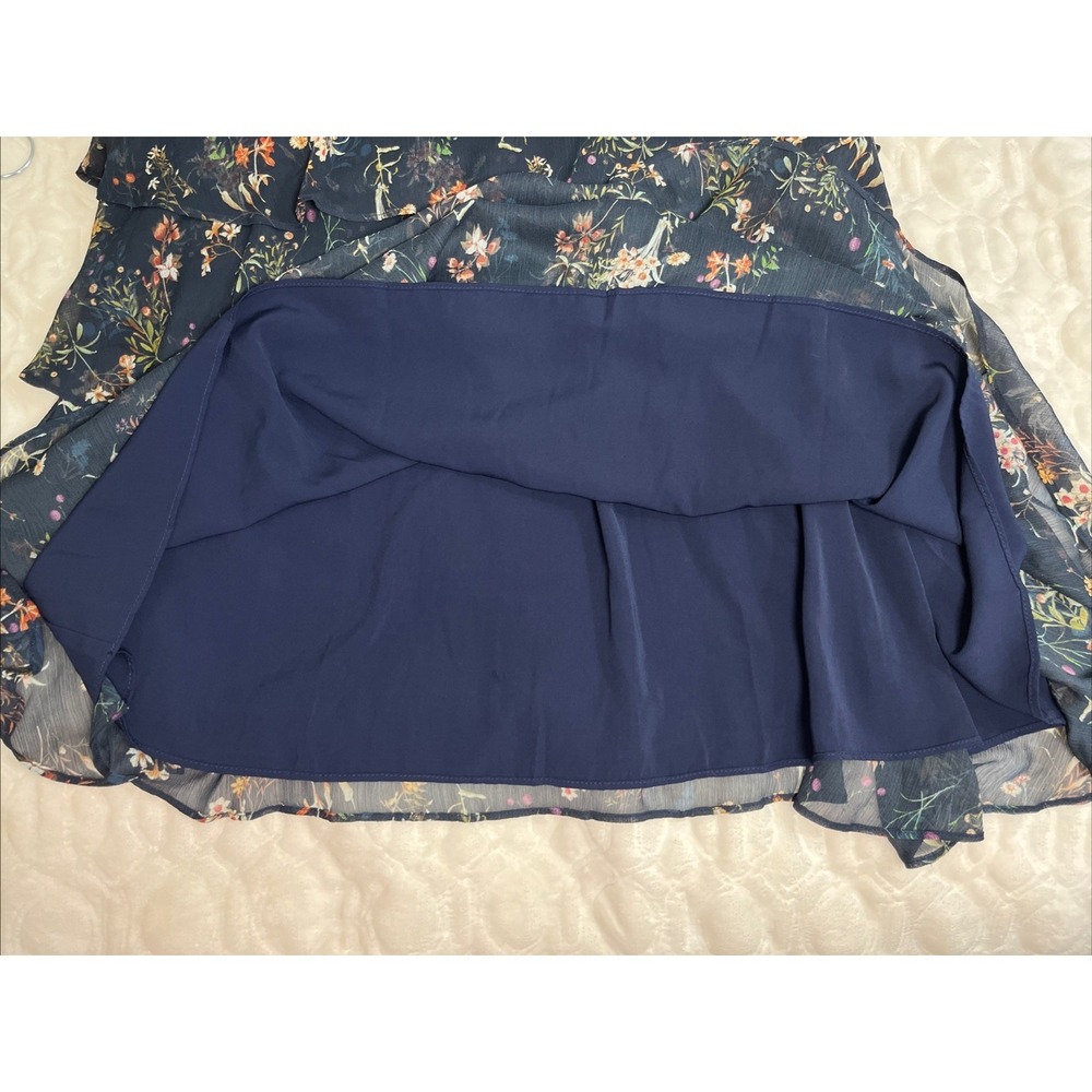 Maeve Anthropologie Skirt Size S Navy Floral Layered Ruffle Boho Feminine Summer - Picture 7 of 10